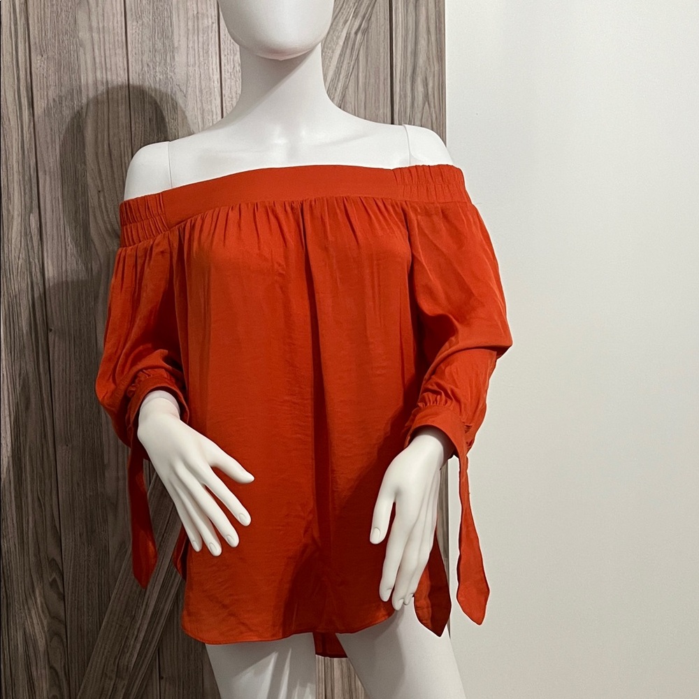 Bisou Bisou Off-Shoulder Red Blouse